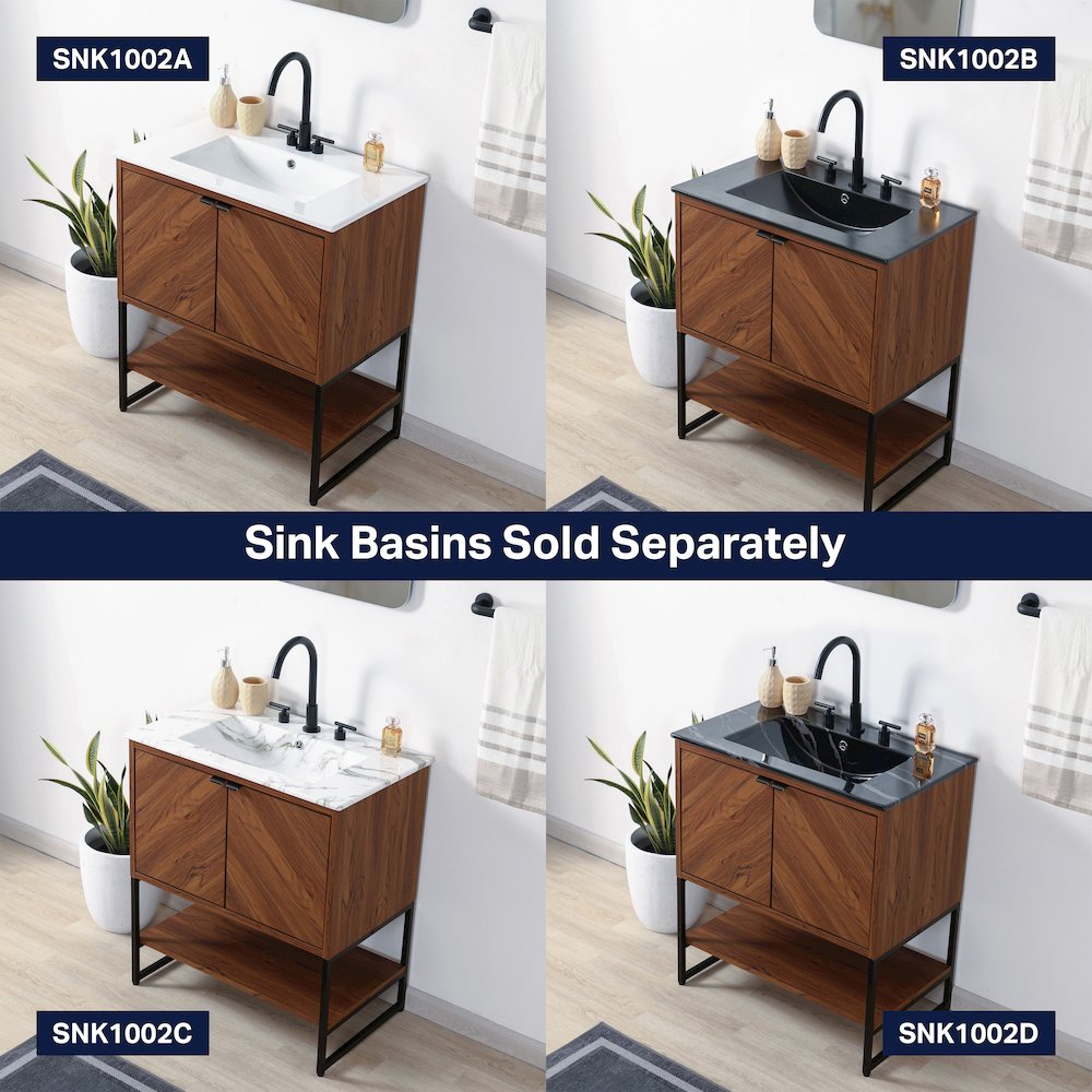 Juhl 30 in. W x 18 in. D x 33 in. H Chevron-Front 2-Shelf Freestanding Bathroom. Picture 6