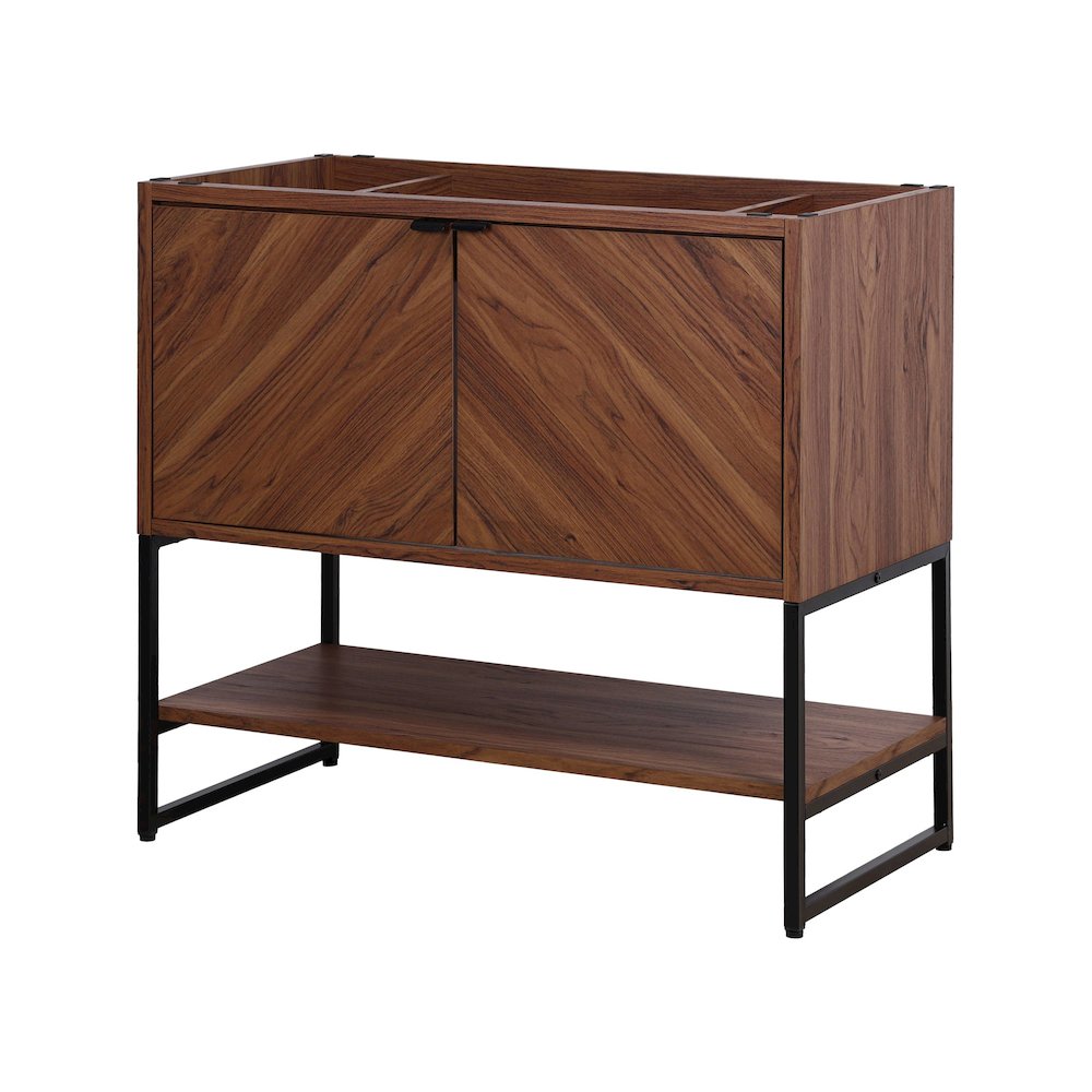 Juhl 35 in. W x 18 in. D x 33 in. H Chevron-Front 2-Shelf Freestanding Bathroom. Picture 1