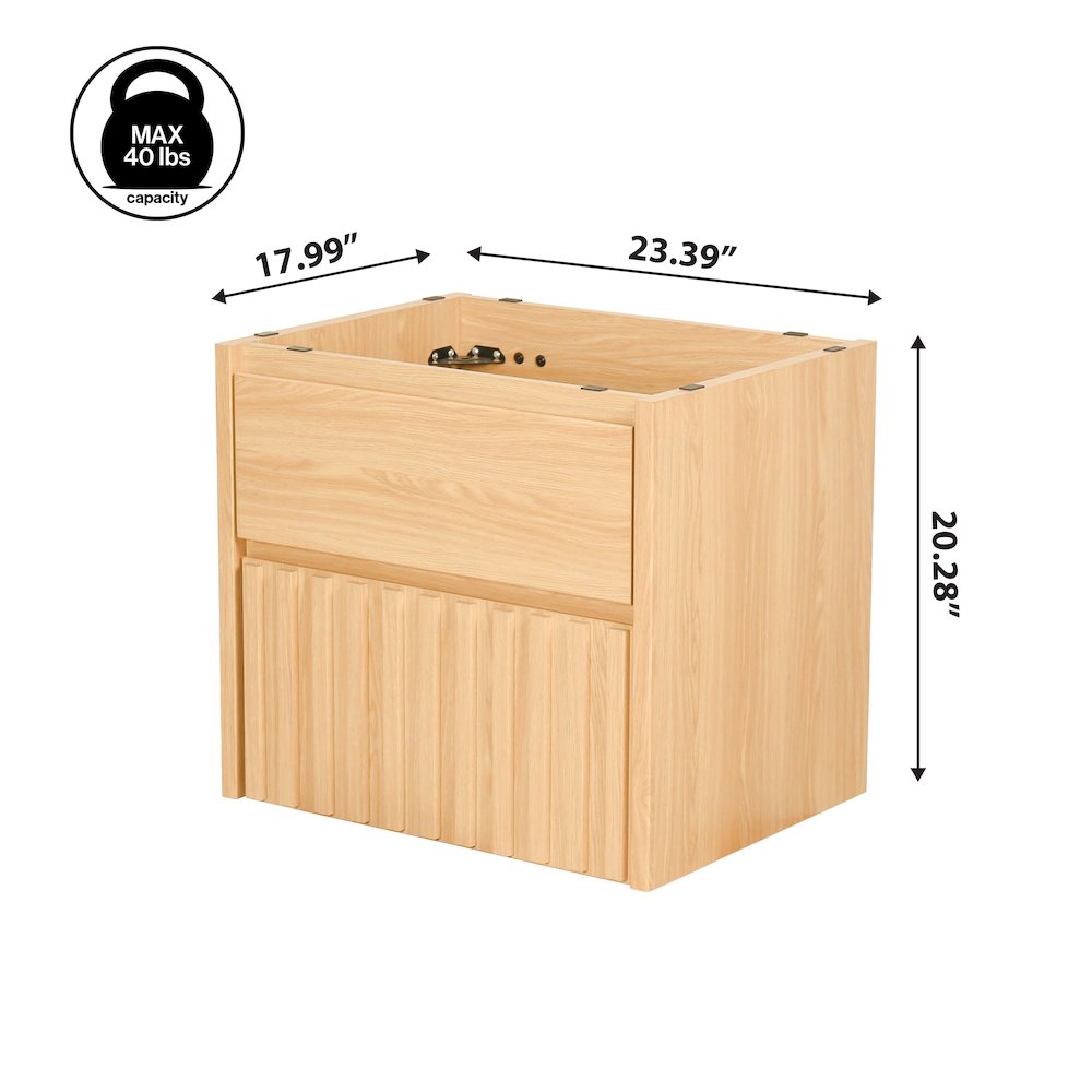 Sherwin 24 in. W Slatted 2-Drawer Wall-Mounted Floating Bathroom Vanity Cabinet. Picture 5