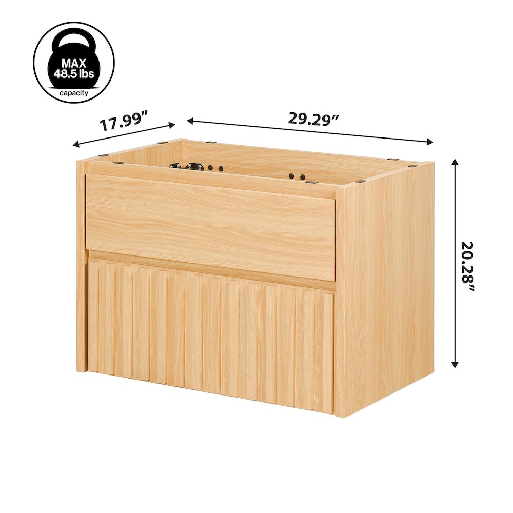 Sherwin 30 in. W Slatted 2-Drawer Wall-Mounted Floating Bathroom Vanity Cabinet. Picture 4