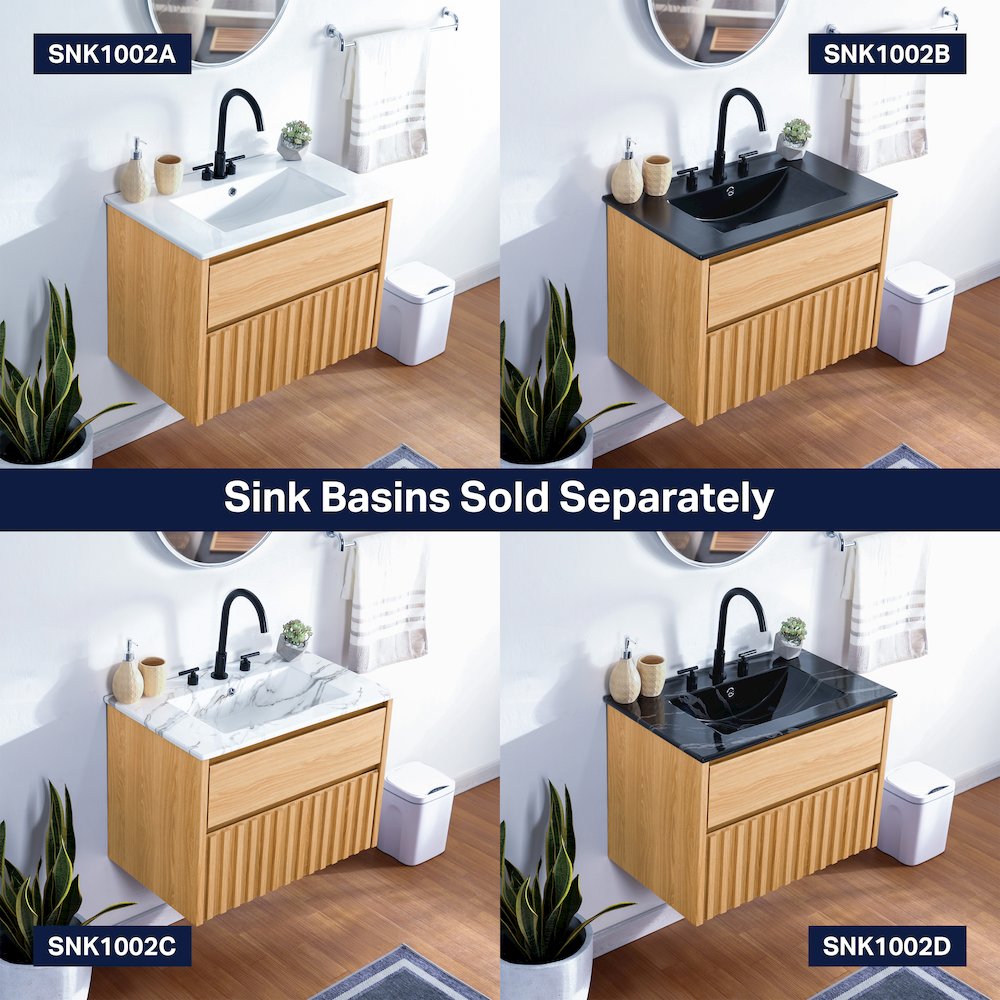 Sherwin 30 in. W Slatted 2-Drawer Wall-Mounted Floating Bathroom Vanity Cabinet. Picture 6