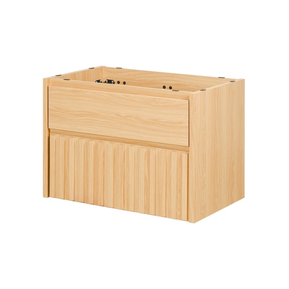 Sherwin 30 in. W Slatted 2-Drawer Wall-Mounted Floating Bathroom Vanity Cabinet. Picture 1