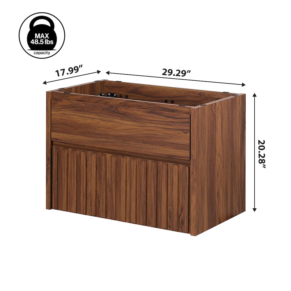 Sherwin 30 in. W Slatted 2-Drawer Wall-Mounted Floating Bathroom Vanity Cabinet. Picture 4