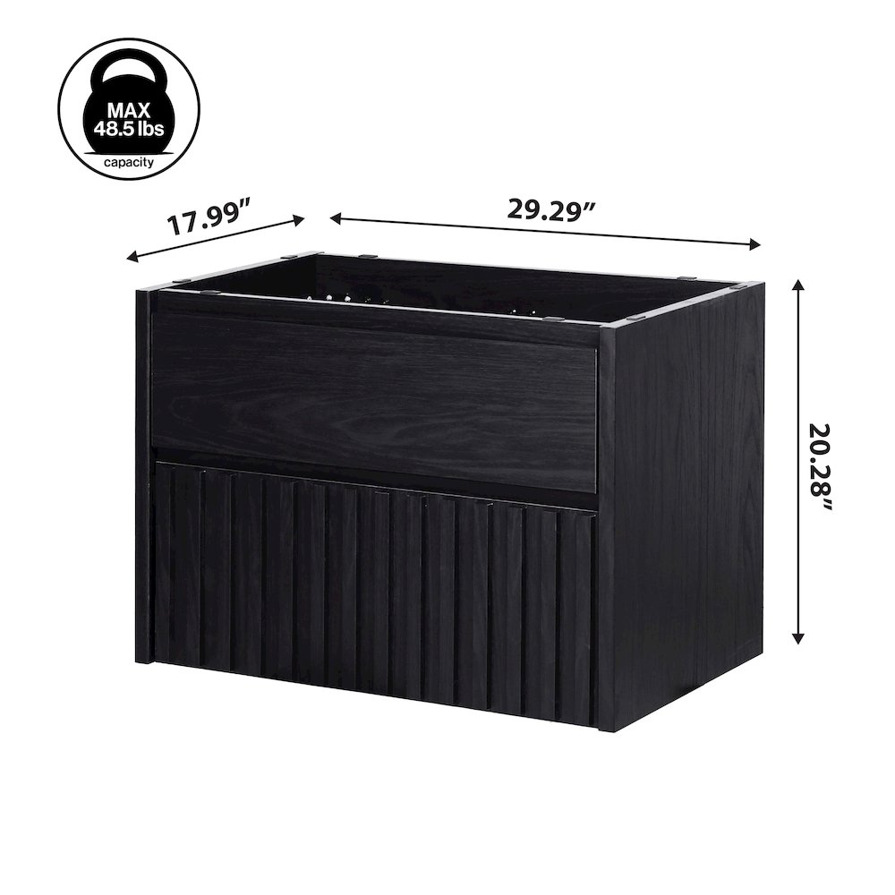 Sherwin 30 in. W Slatted 2-Drawer Wall-Mounted Floating Bathroom Vanity Cabinet. Picture 4
