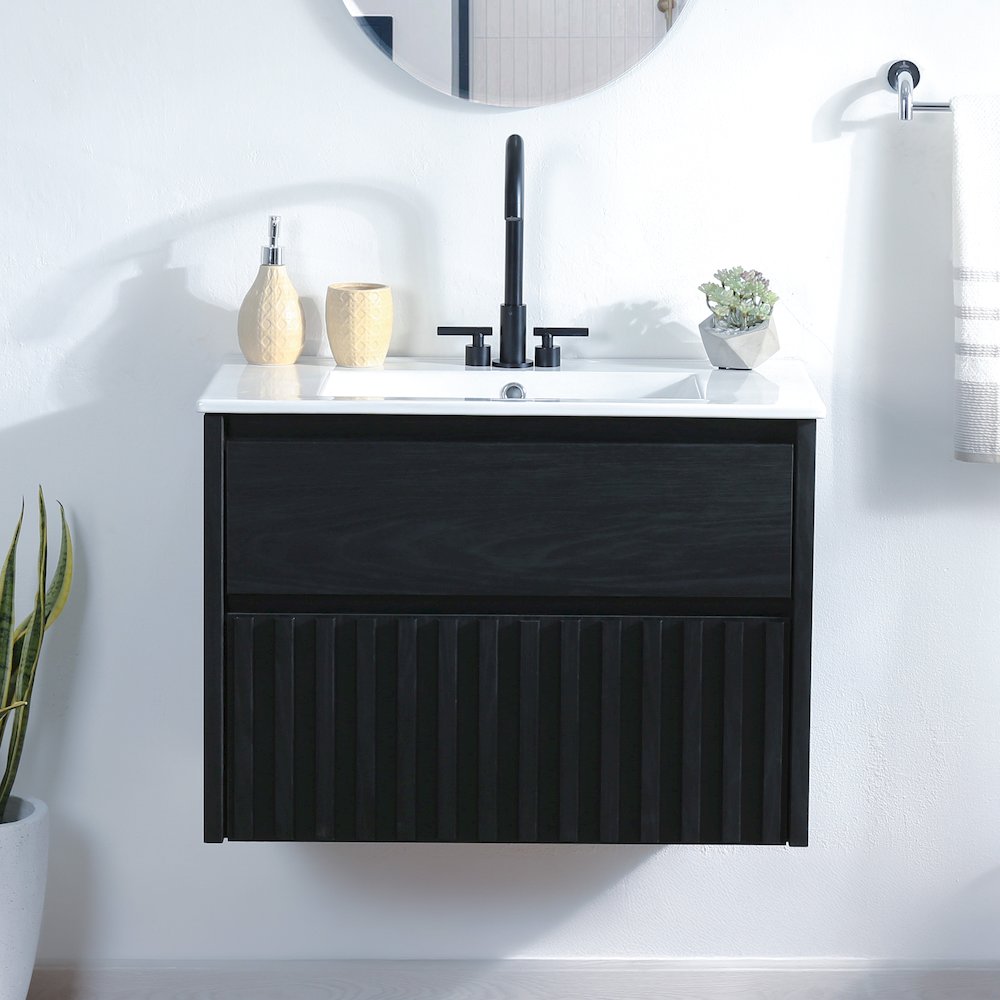 Sherwin 30 in. W Slatted 2-Drawer Wall-Mounted Floating Bathroom Vanity Cabinet. Picture 2