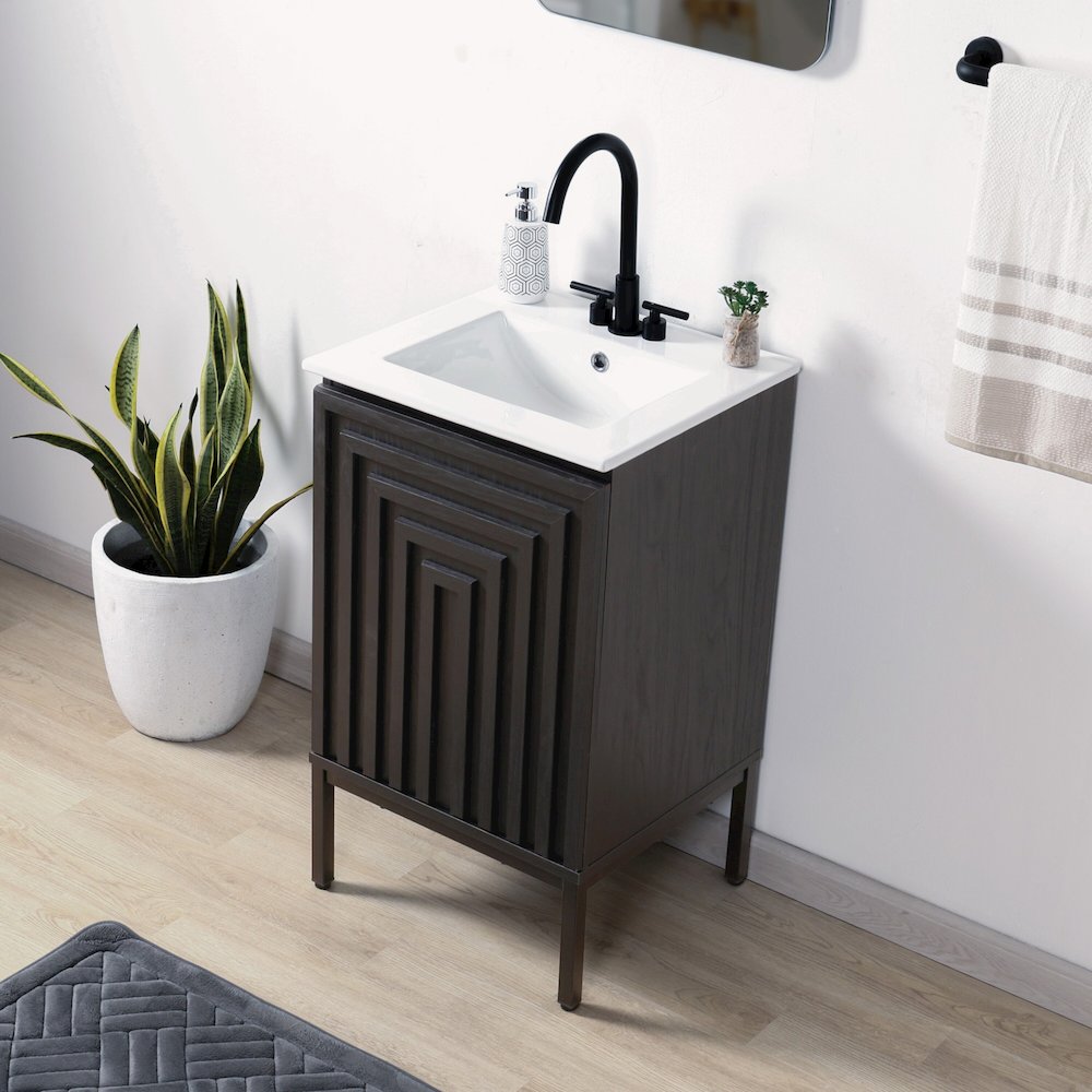 Rowan 20 in. W x 18 in. D x 33 in. H Geometric 2-Shelf Soft-Close Bathroom. Picture 3