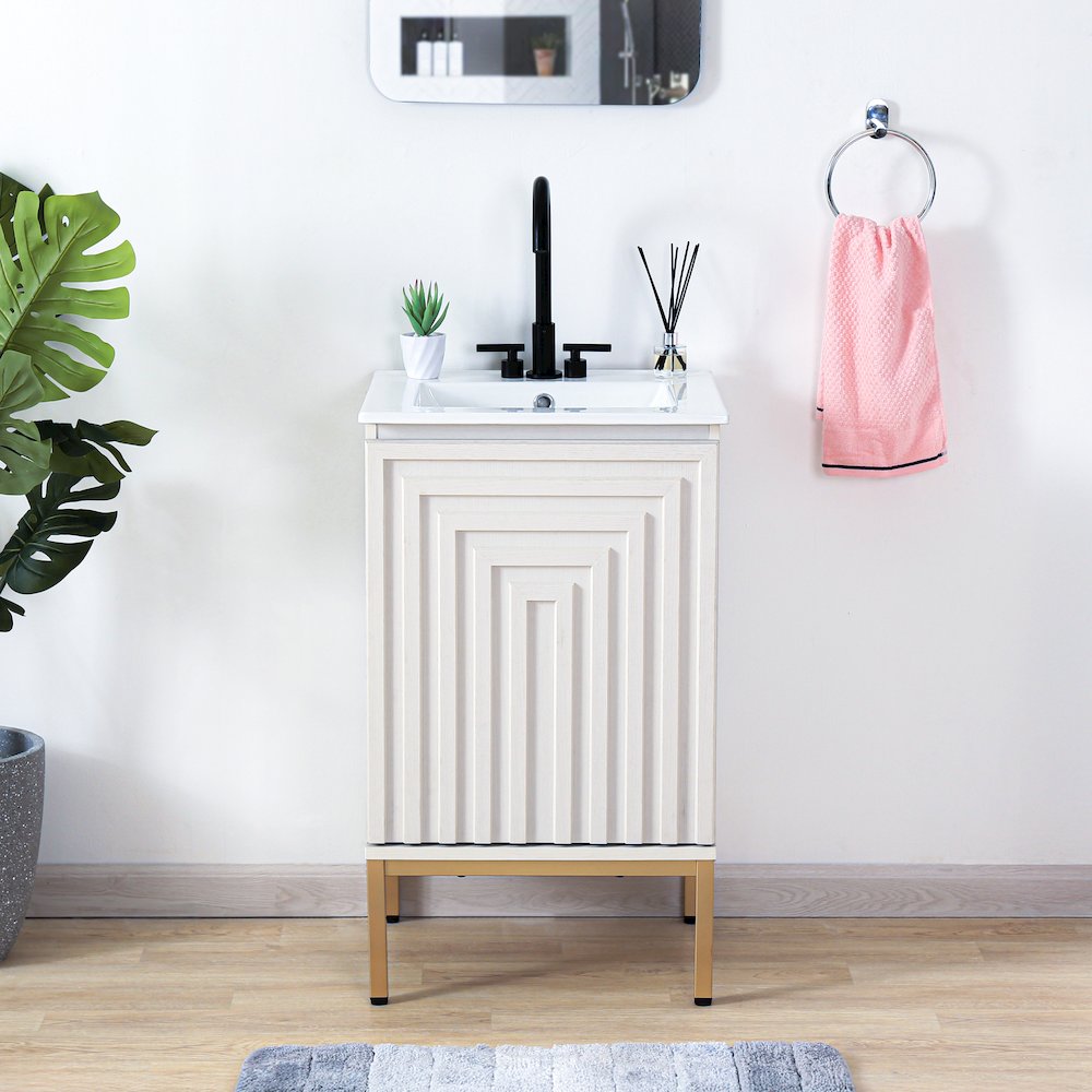 Rowan 20 in. W x 18 in. D x 33 in. H Geometric 2-Shelf Soft-Close Bathroom. Picture 2