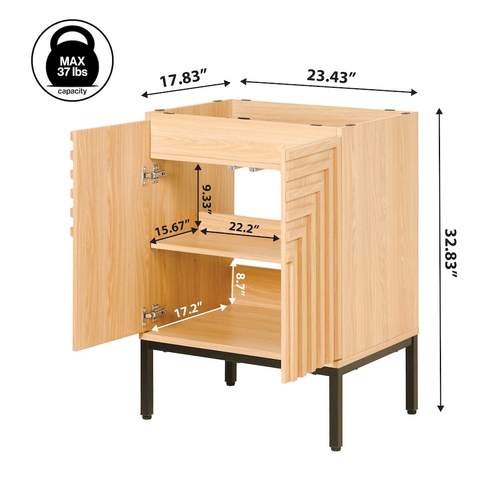 Rowan 24 in. W x 18 in. D x 33 in. H Geometric 2-Shelf Soft-Close Bathroom. Picture 5