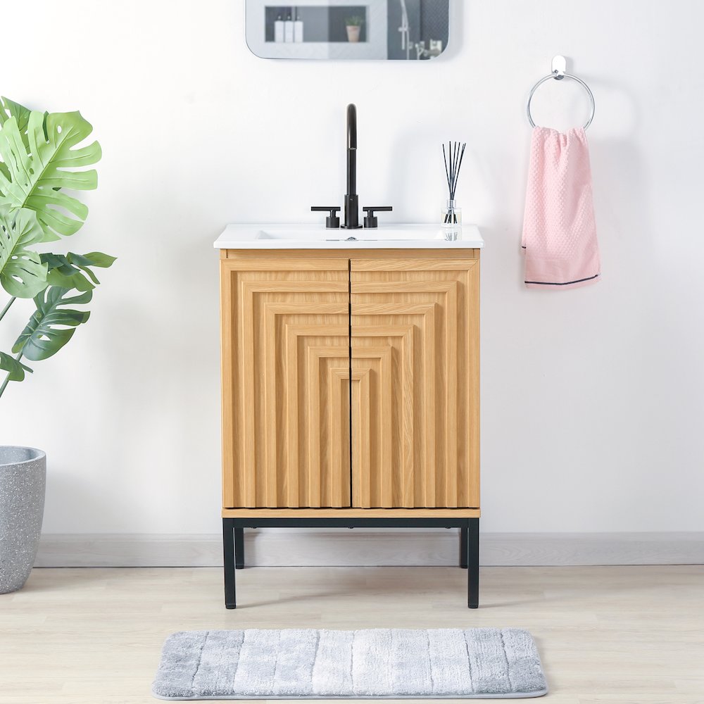 Rowan 24 in. W x 18 in. D x 33 in. H Geometric 2-Shelf Soft-Close Bathroom. Picture 2