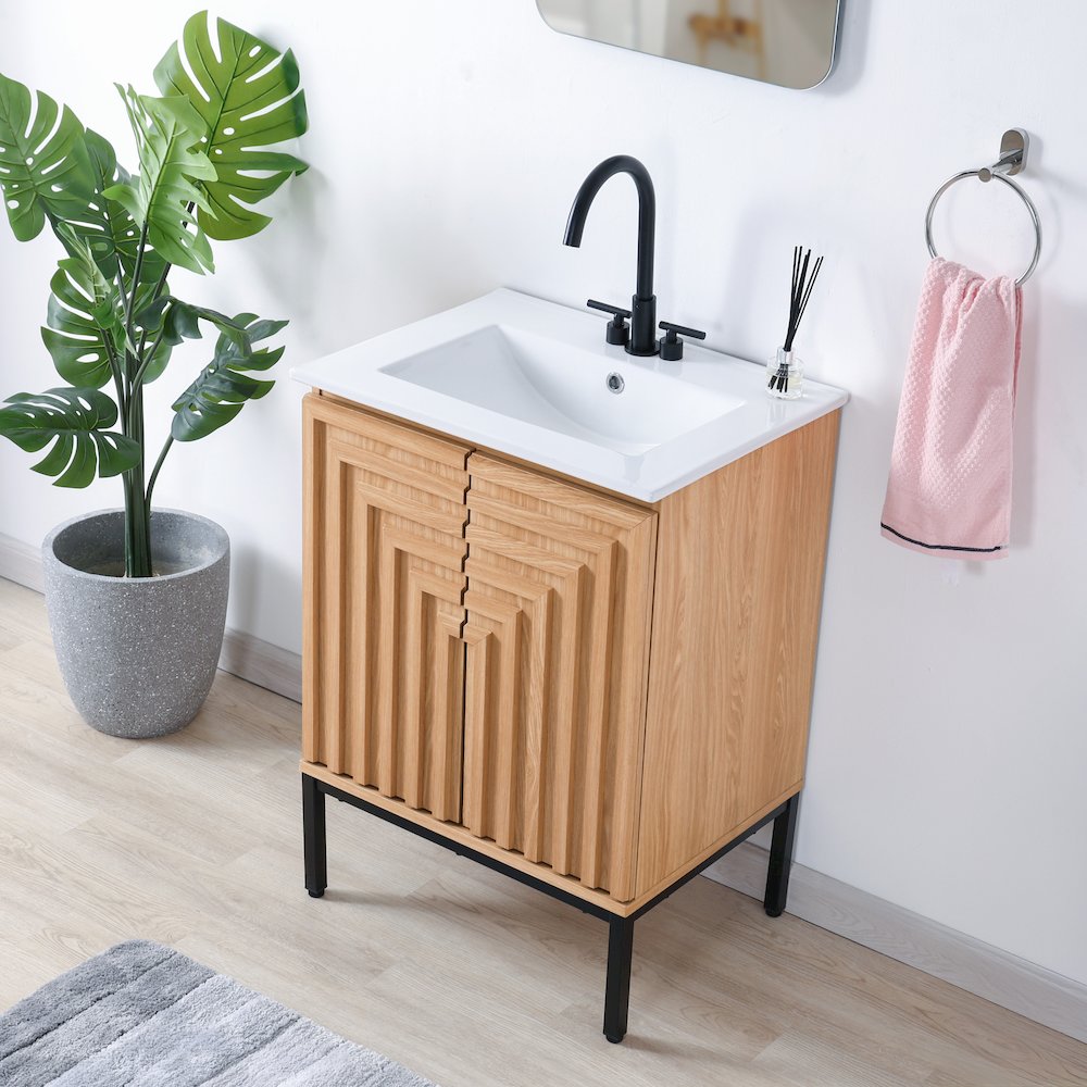 Rowan 24 in. W x 18 in. D x 33 in. H Geometric 2-Shelf Soft-Close Bathroom. Picture 3