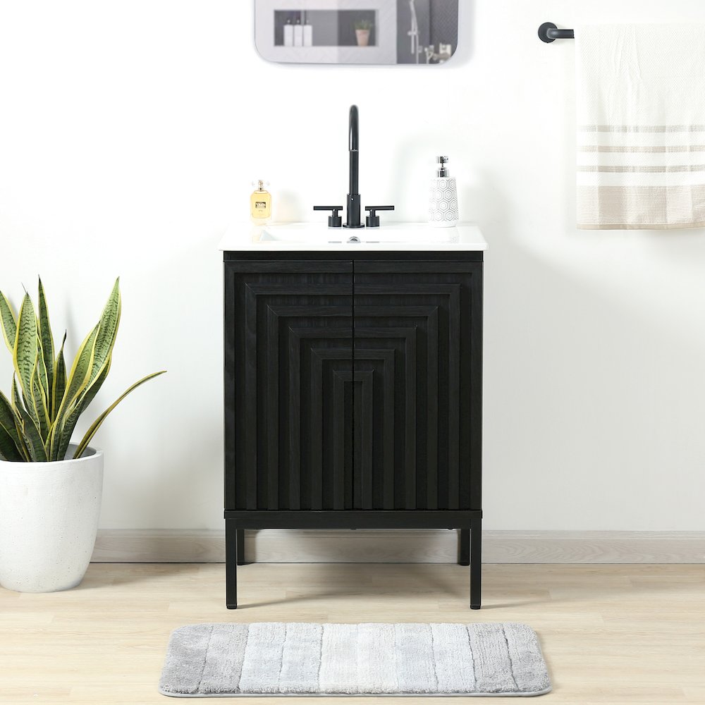 Rowan 24 in. W x 18 in. D x 33 in. H Geometric 2-Shelf Soft-Close Bathroom. Picture 2