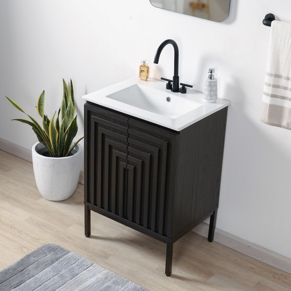 Rowan 24 in. W x 18 in. D x 33 in. H Geometric 2-Shelf Soft-Close Bathroom. Picture 3