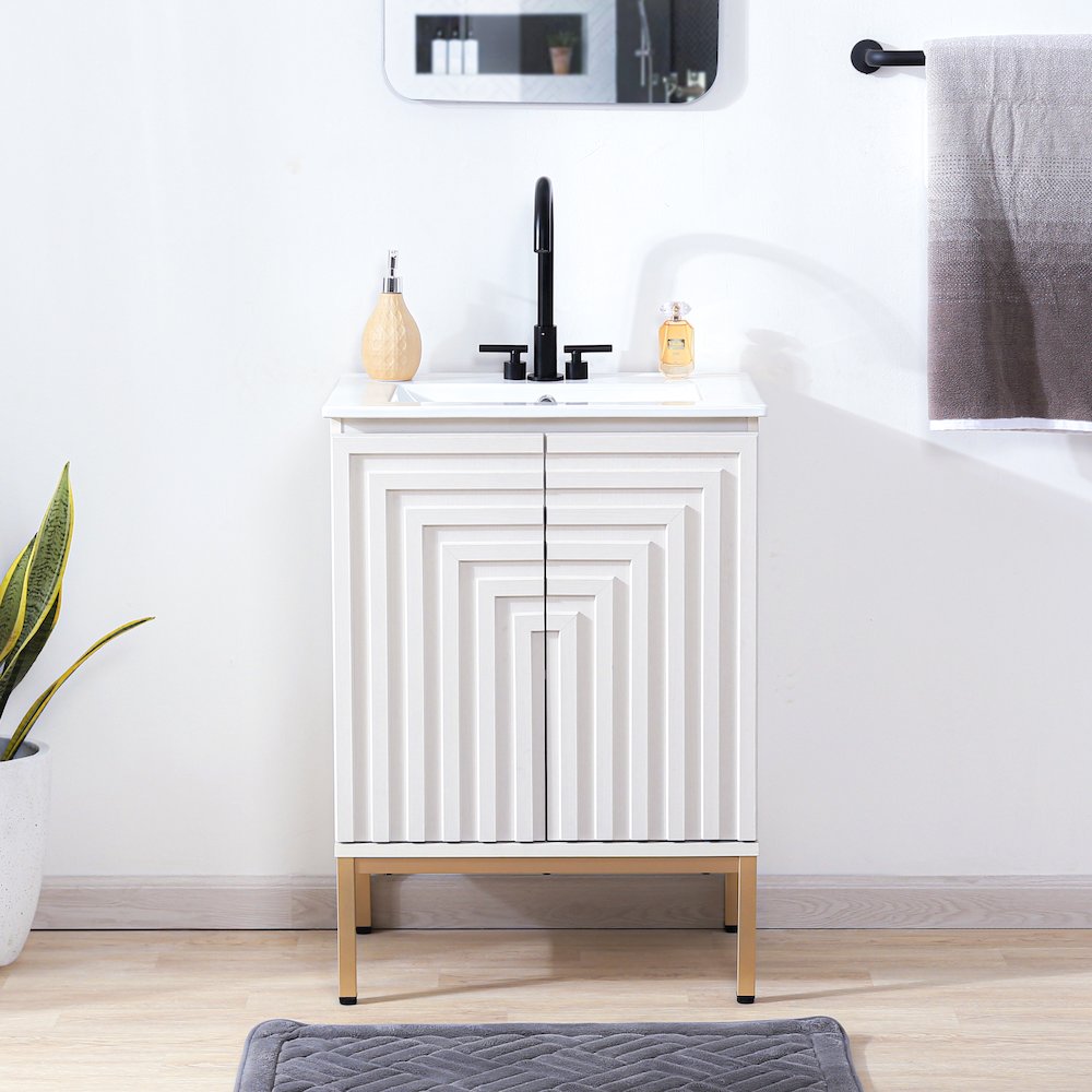 Rowan 24 in. W x 18 in. D x 33 in. H Geometric 2-Shelf Soft-Close Bathroom. Picture 2