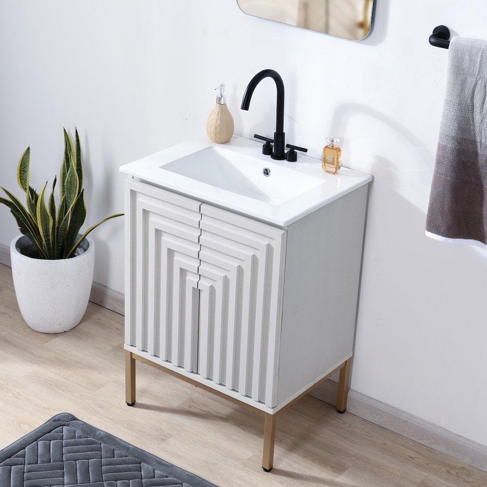 Rowan 24 in. W x 18 in. D x 33 in. H Geometric 2-Shelf Soft-Close Bathroom. Picture 3