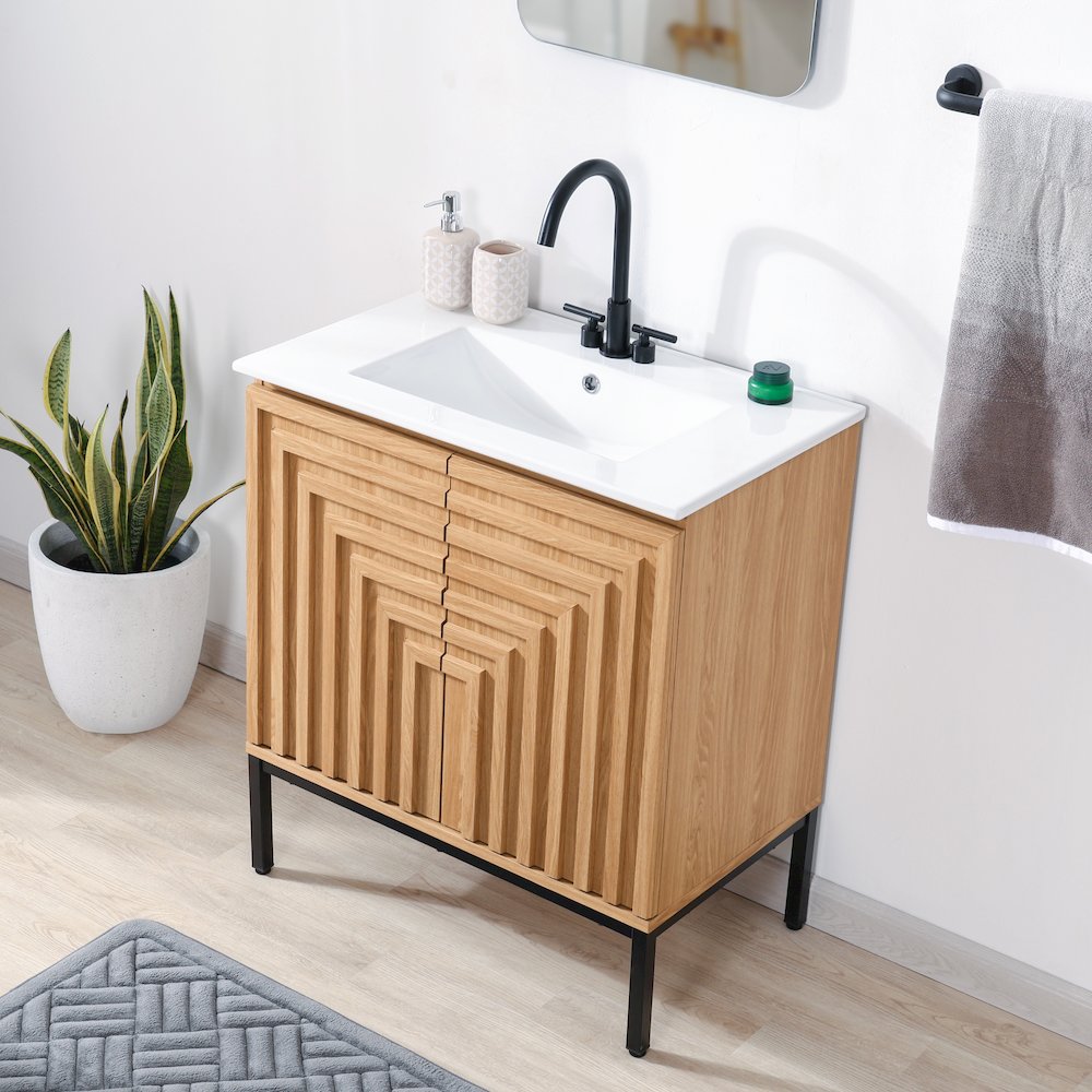 Rowan 30 in. W x 18 in. D x 33 in. H Geometric 2-Shelf Soft-Close Bathroom. Picture 3