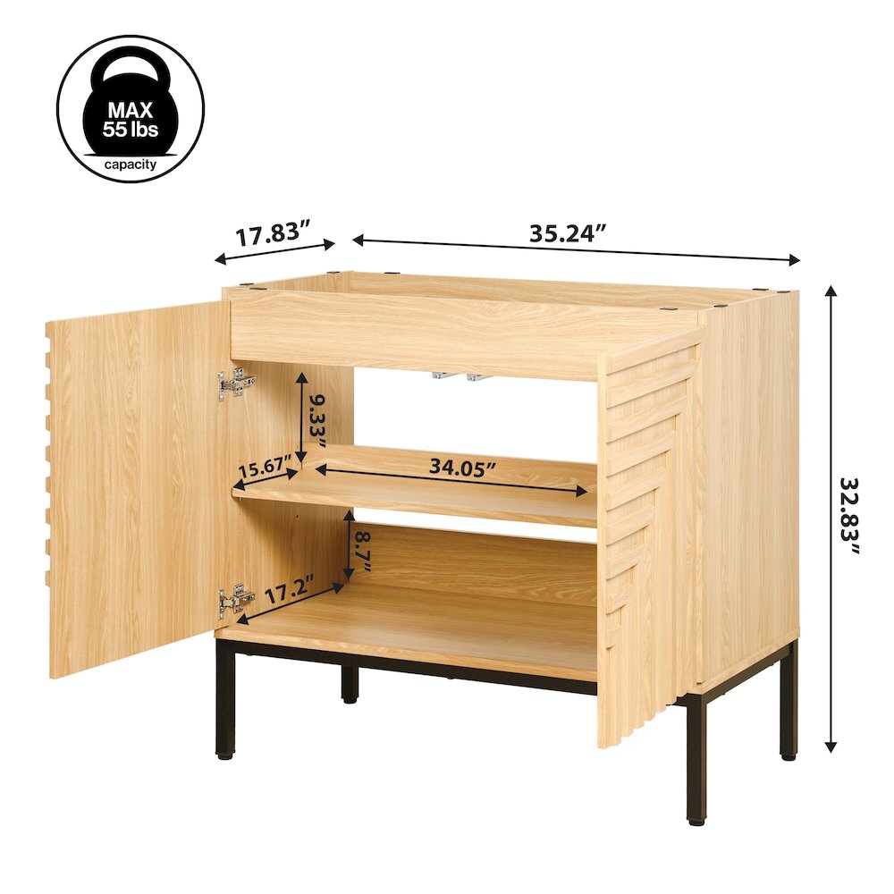 Rowan 36 in. W x 18 in. D x 33 in. H Geometric 2-Shelf Soft-Close Bathroom. Picture 4