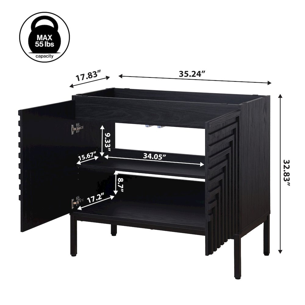 Rowan 36 in. W x 18 in. D x 33 in. H Geometric 2-Shelf Soft-Close Bathroom. Picture 4