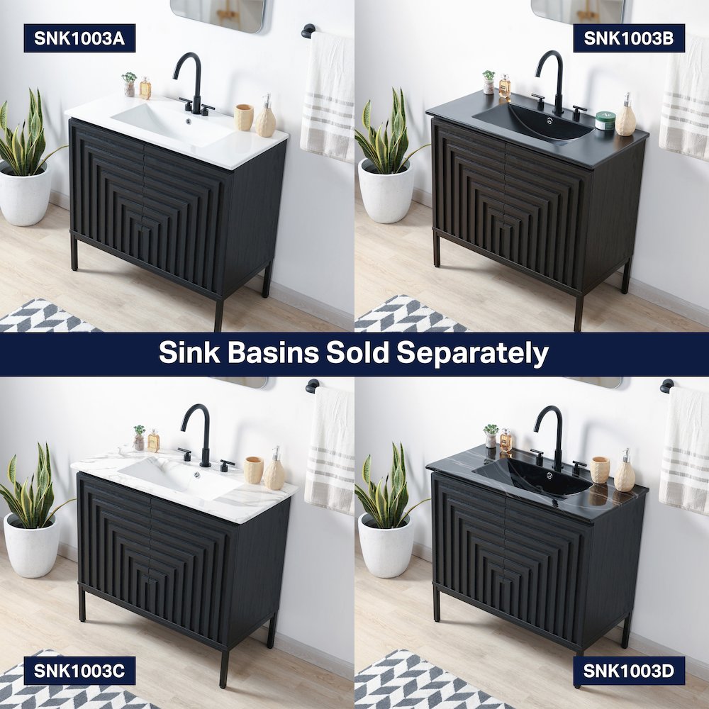 Rowan 36 in. W x 18 in. D x 33 in. H Geometric 2-Shelf Soft-Close Bathroom. Picture 6