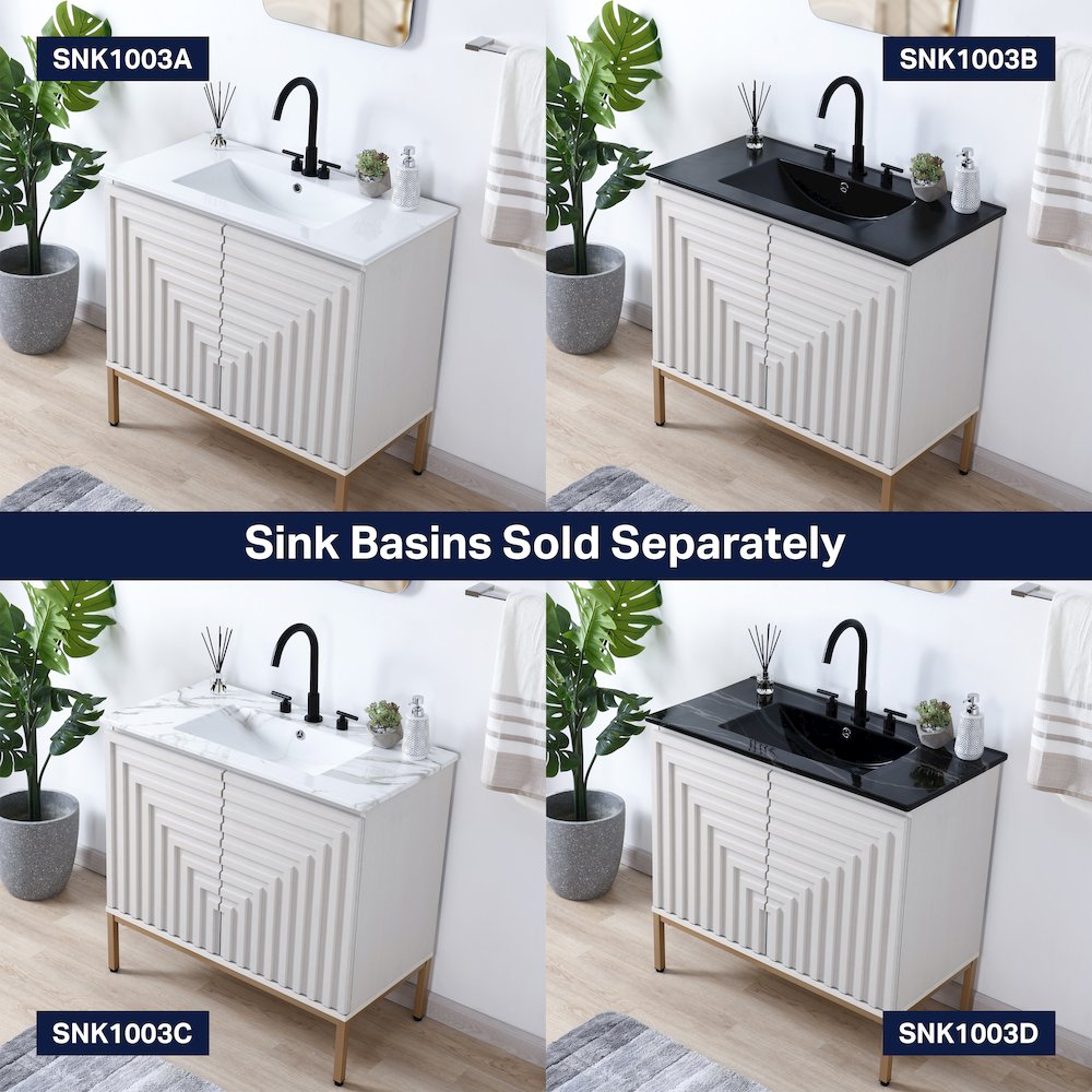 Rowan 36 in. W x 18 in. D x 33 in. H Geometric 2-Shelf Soft-Close Bathroom. Picture 6