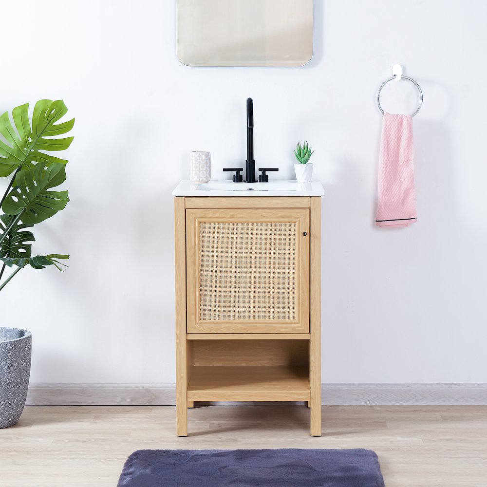 Jasper 20 in. W x 18 in. D x 33 in. H Rattan Coastal 2-Shelf Freestanding. Picture 2