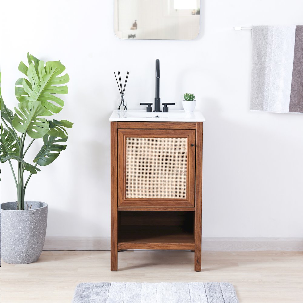 Jasper 20 in. W x 18 in. D x 33 in. H Rattan Coastal 2-Shelf Freestanding. Picture 2