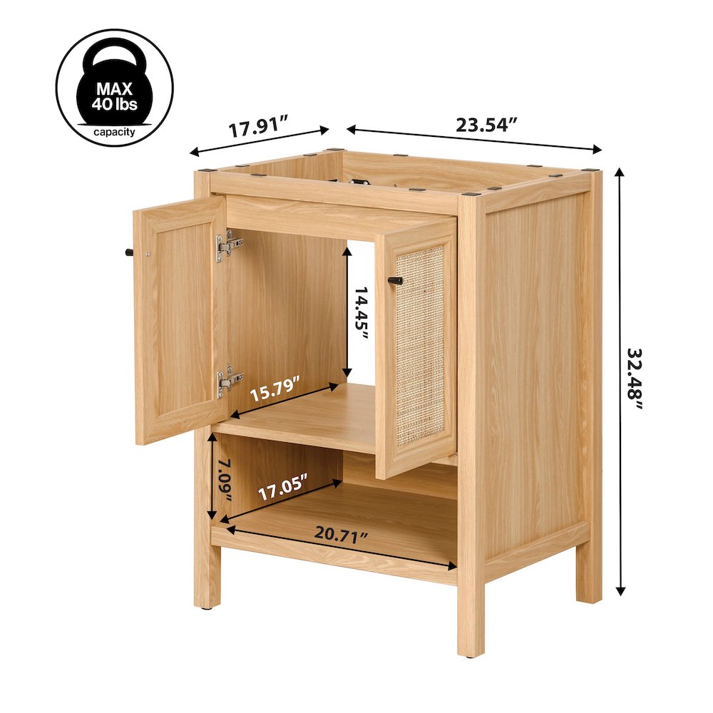 Jasper 24 in. W x 18 in. D x 33 in. H Rattan Coastal 2-Shelf Freestanding. Picture 5