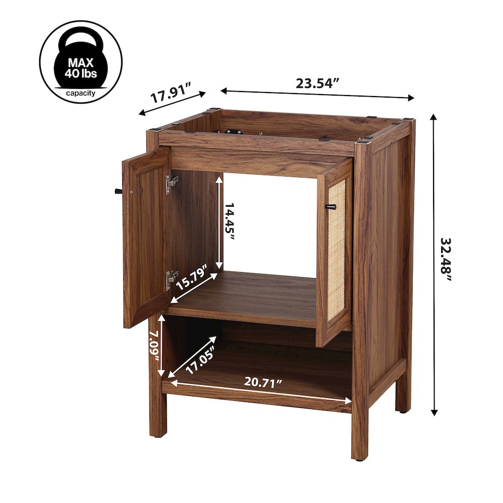 Jasper 24 in. W x 18 in. D x 33 in. H Rattan Coastal 2-Shelf Freestanding. Picture 5