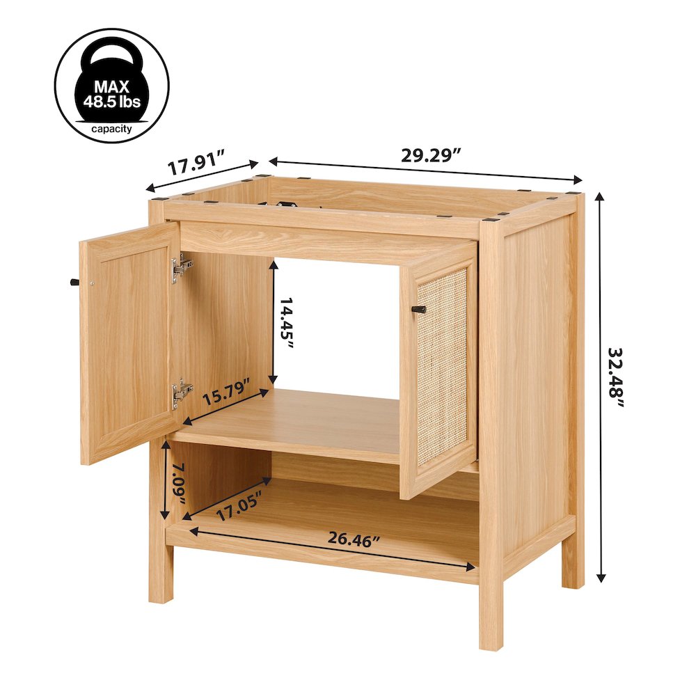 Jasper 30 in. W x 18 in. D x 33 in. H Rattan Coastal 2-Shelf Freestanding. Picture 4