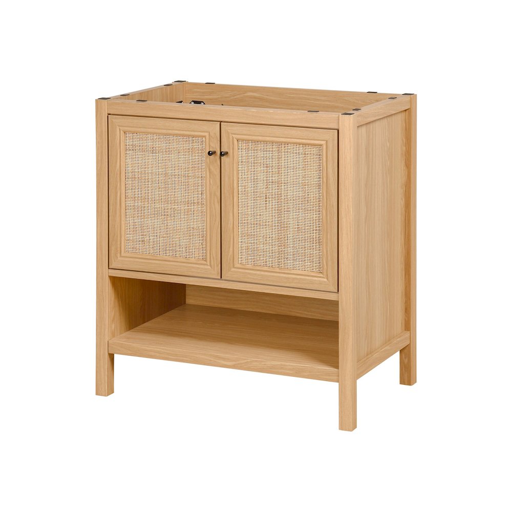 Jasper 30 in. W x 18 in. D x 33 in. H Rattan Coastal 2-Shelf Freestanding. Picture 1