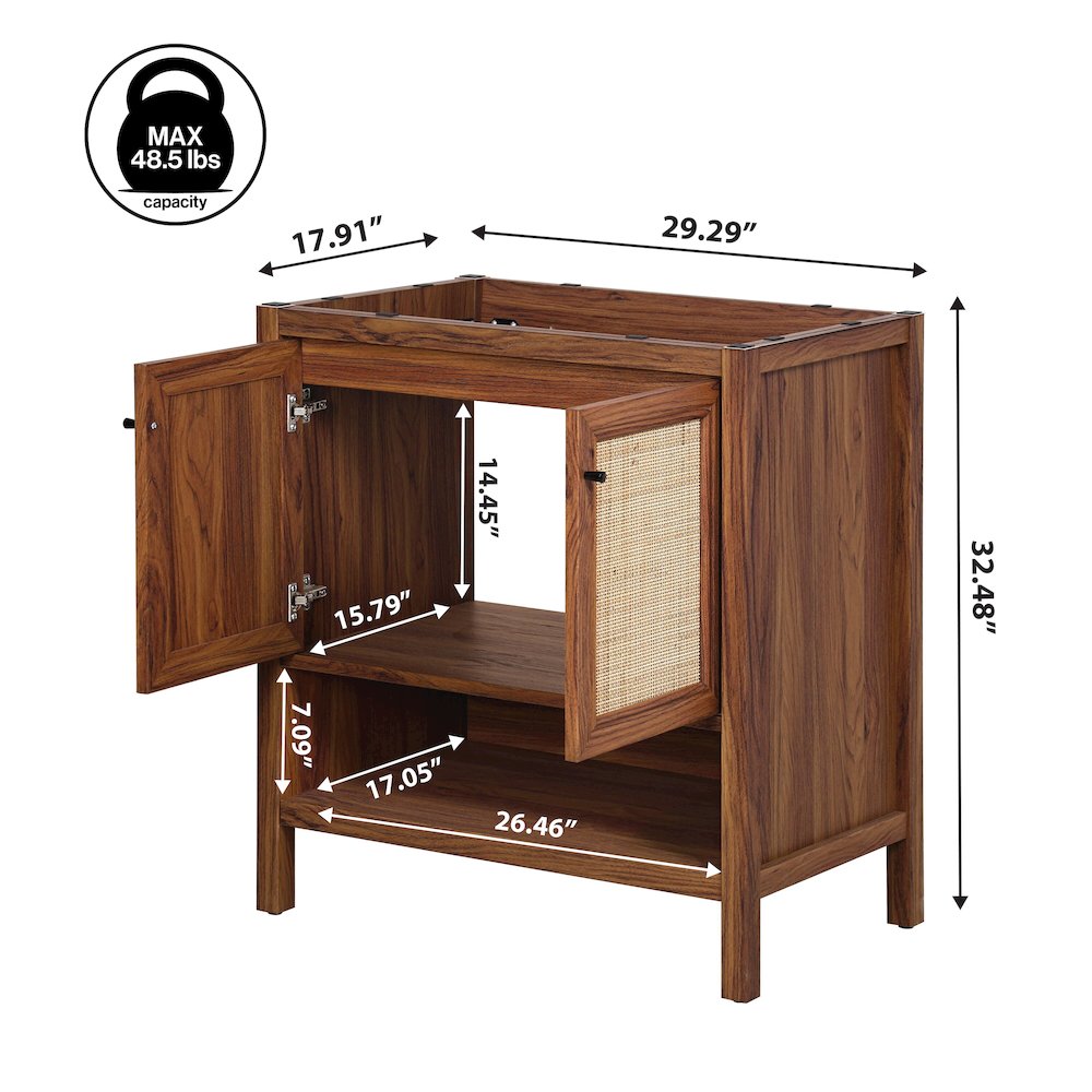 Jasper 30 in. W x 18 in. D x 33 in. H Rattan Coastal 2-Shelf Freestanding. Picture 4