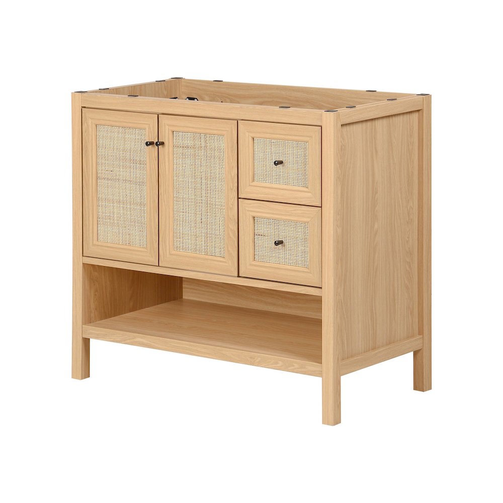 Jasper 36 in. W x 18 in. D x 33 in. H Rattan Coastal 2-Shelf Freestanding. Picture 1