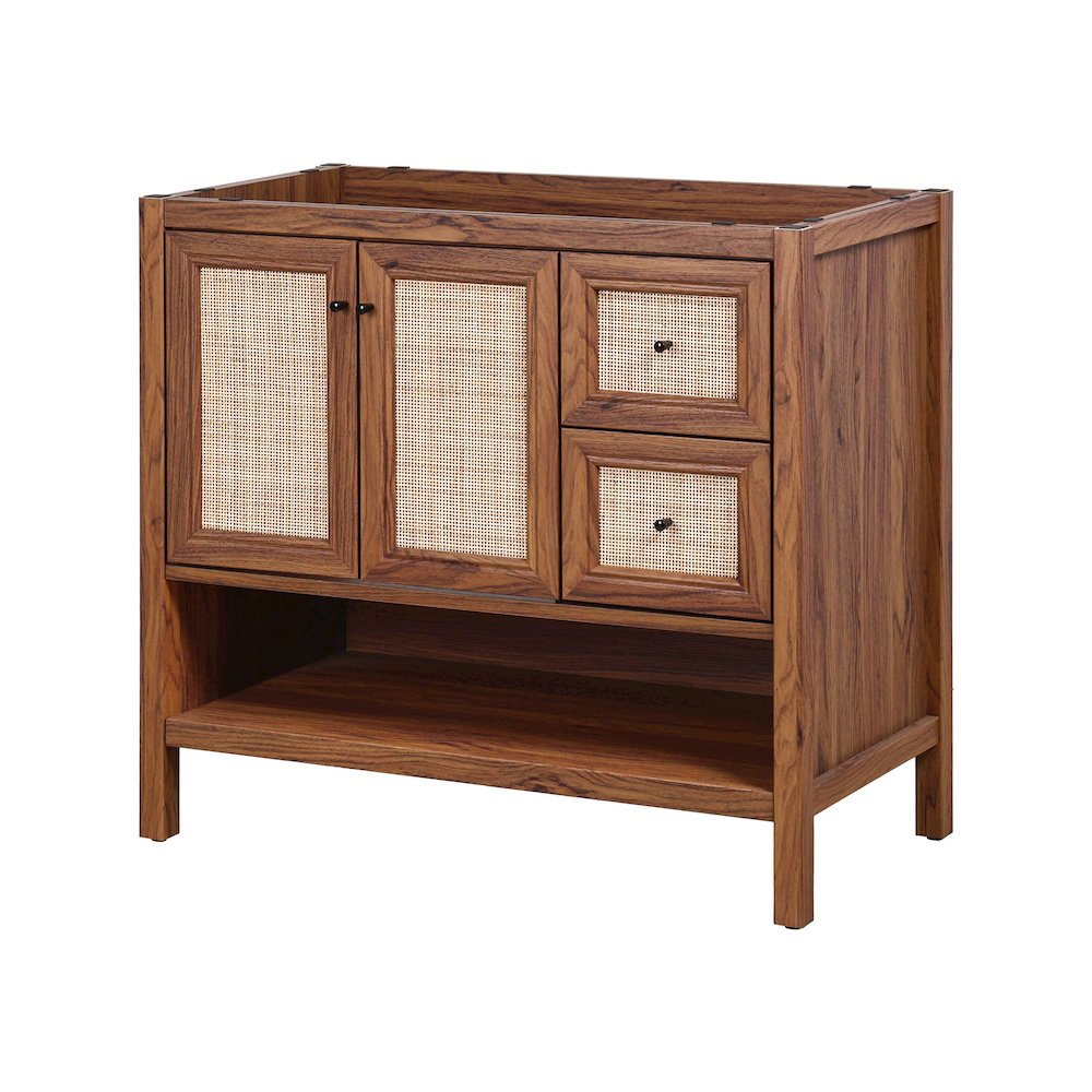 Jasper 36 in. W x 18 in. D x 33 in. H Rattan Coastal 2-Shelf Freestanding. Picture 1