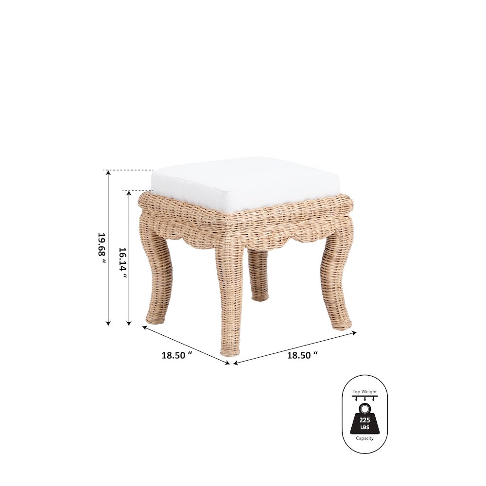 Rowan Bohemian Designer Woven Rattan/Wood Vanity Stool. Picture 4