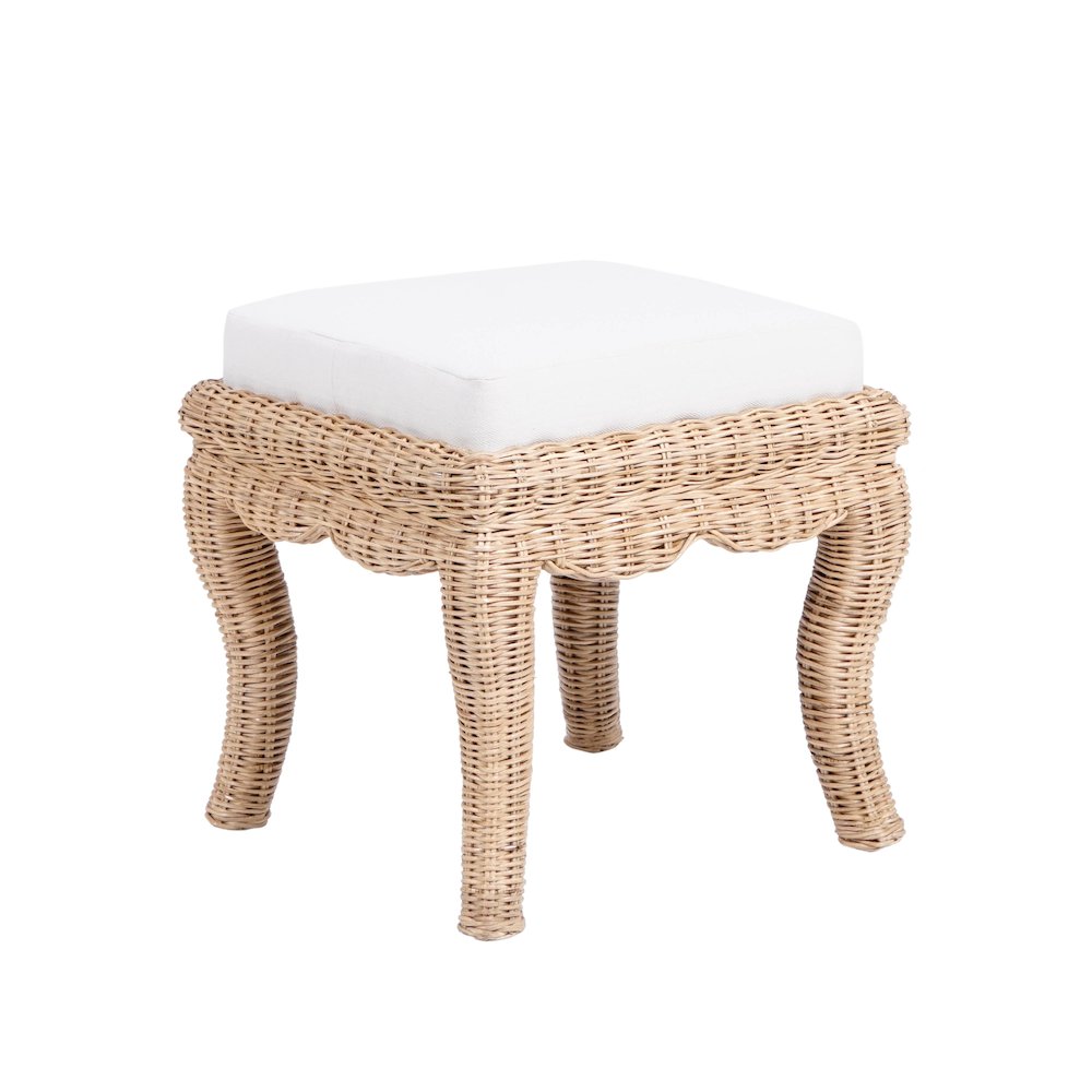 Rowan Bohemian Designer Woven Rattan/Wood Vanity Stool. Picture 2