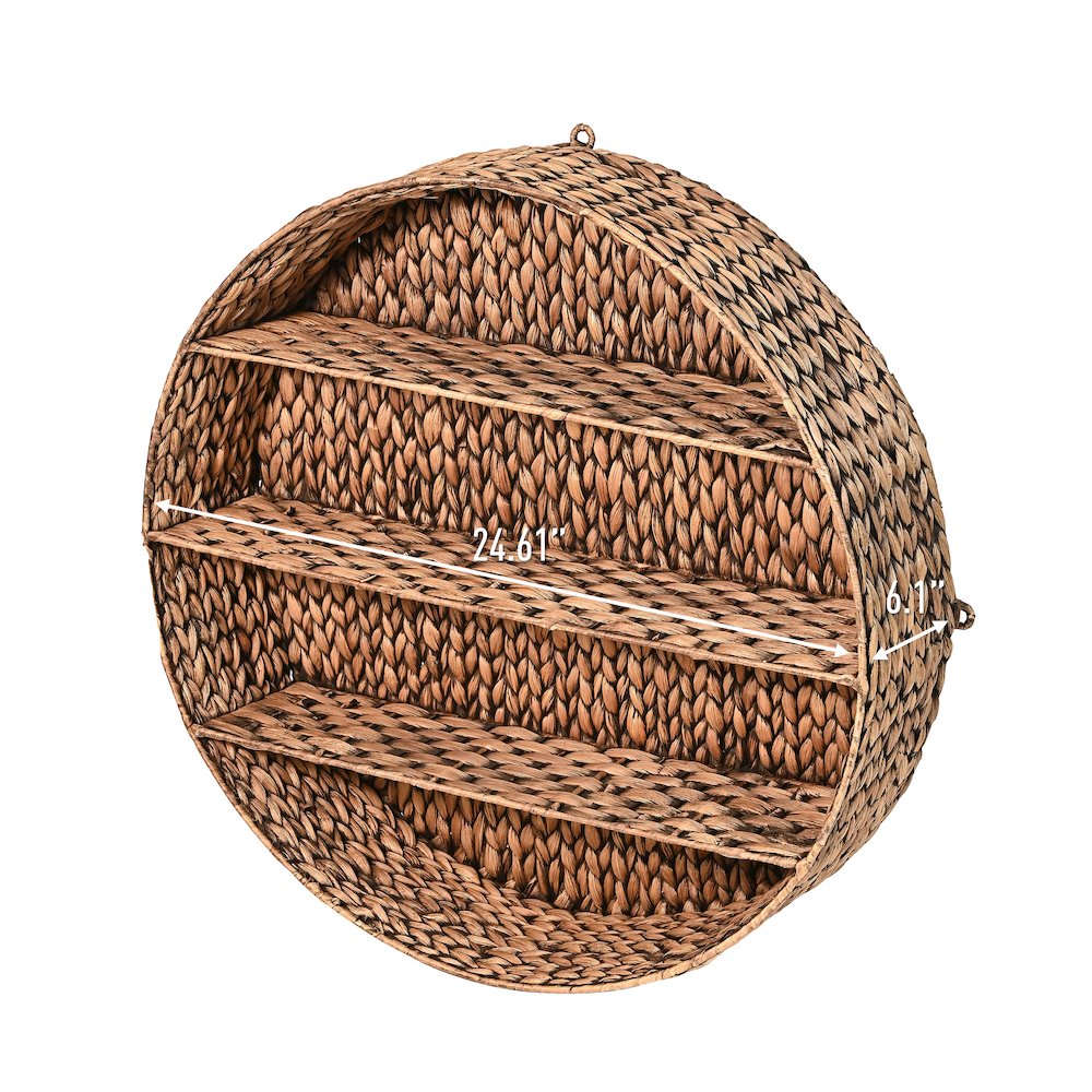 Annulus 3-Shelf Circular Handwoven Hyacinth Wall Rack. Picture 2