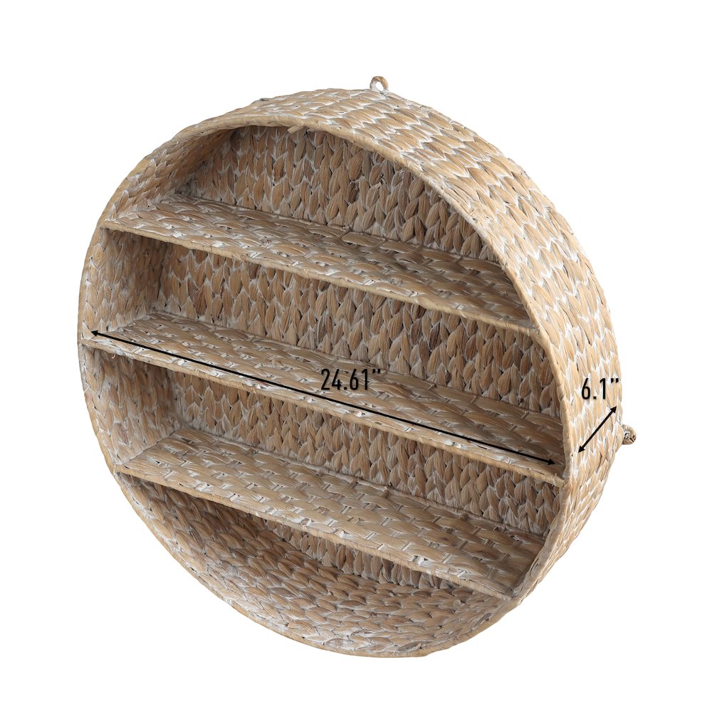 Annulus 3-Shelf Circular Handwoven Hyacinth Wall Rack. Picture 2
