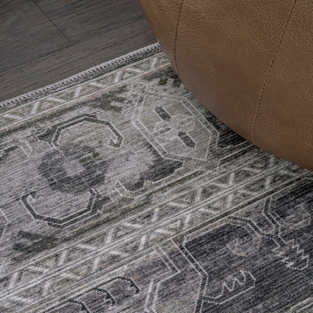Alanya Ornate Medallion Machine-Washable Runner Rug. Picture 2
