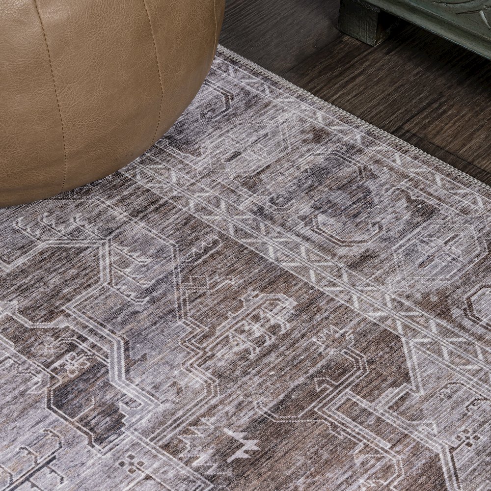 Alanya Ornate Medallion Machine-Washable Runner Rug. Picture 1