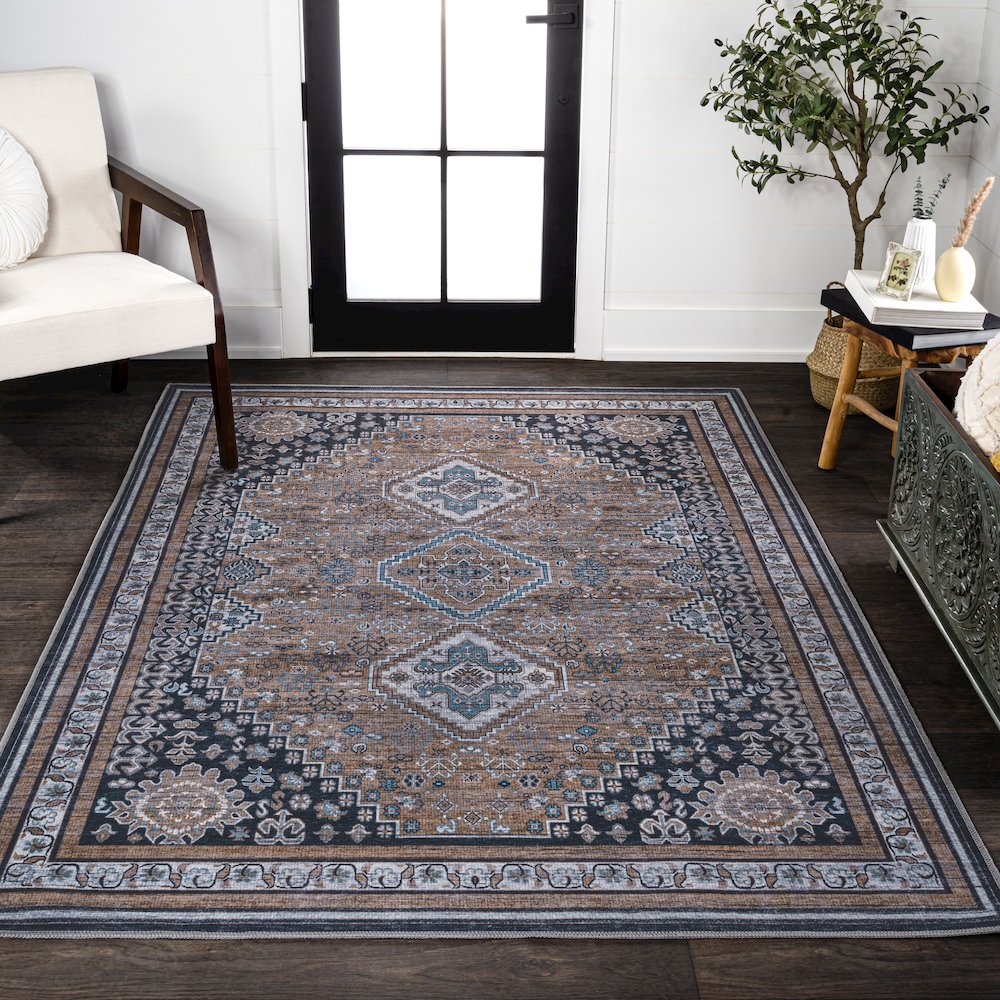 Dalyan Geometric Medallions Machine-Washable Area Rug. Picture 2