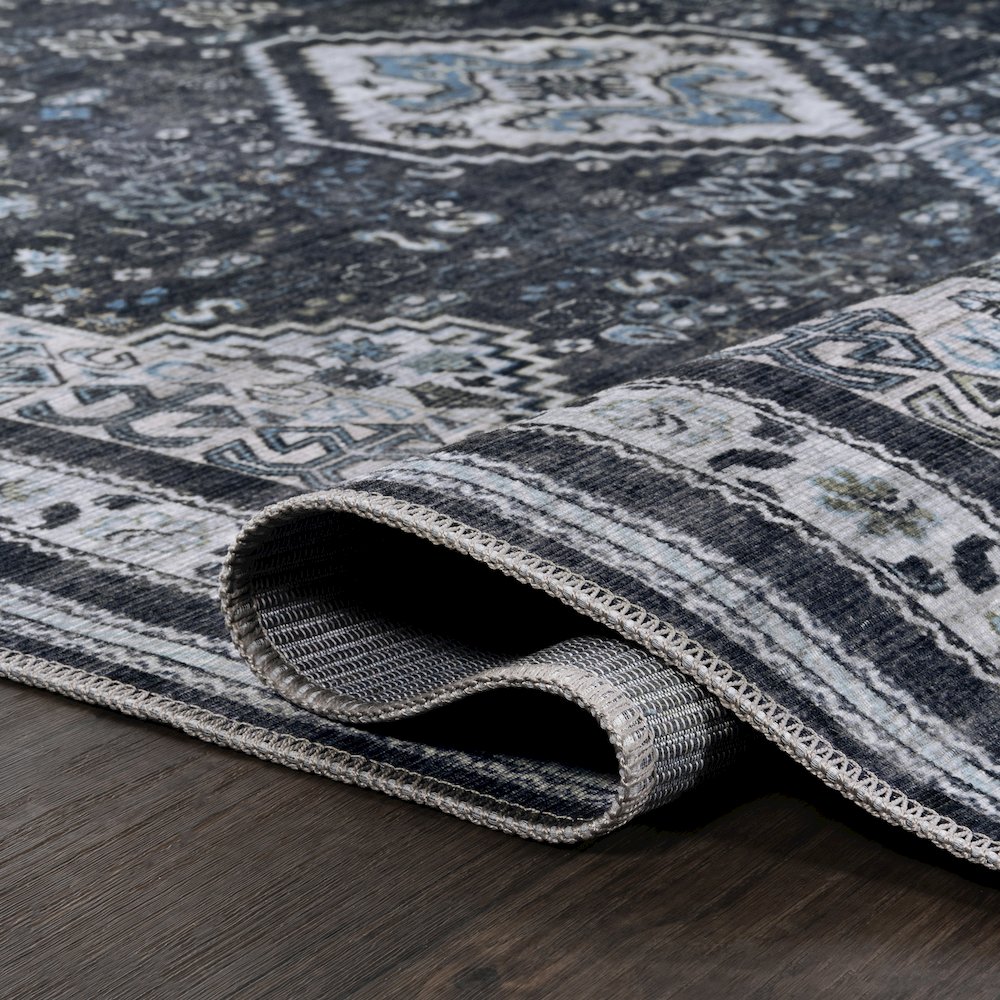 Dalyan Geometric Medallions Machine-Washable Runner Rug. Picture 4