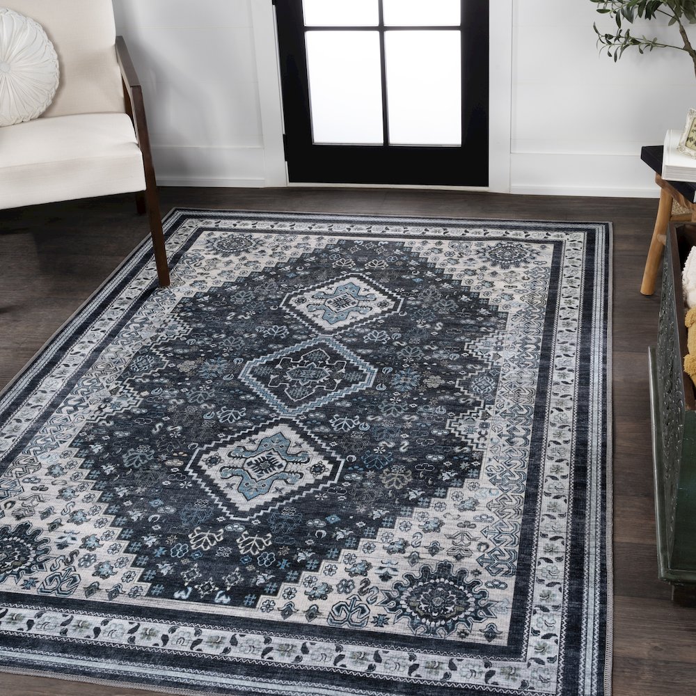 Dalyan Geometric Medallions Machine-Washable Area Rug. Picture 1