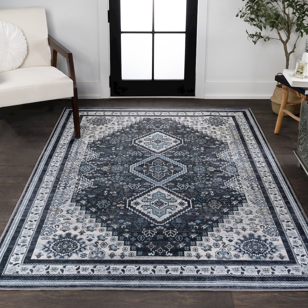 Dalyan Geometric Medallions Machine-Washable Area Rug. Picture 2