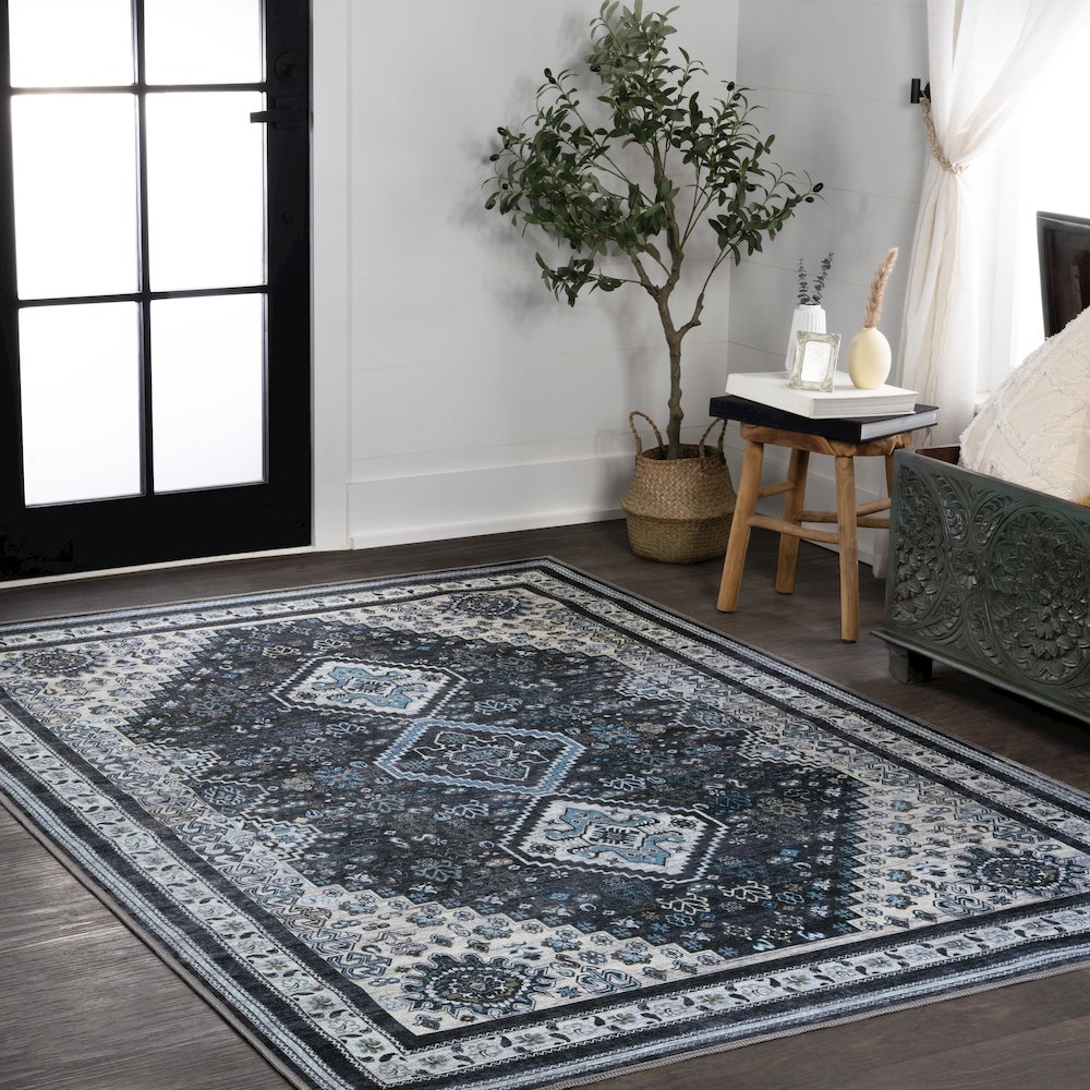 Dalyan Geometric Medallions Machine-Washable Area Rug. Picture 3