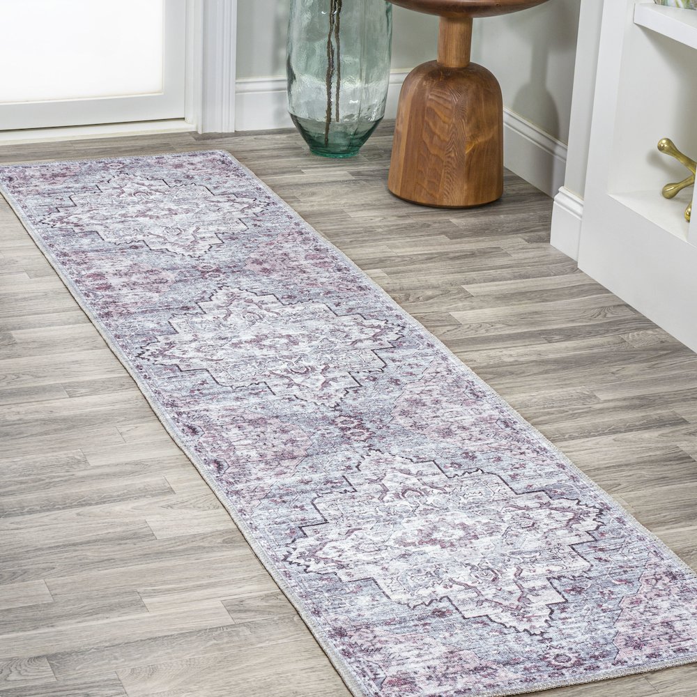 Didim Boho Gray Medallion Washable Indoor/Outdoor Area Rug. Picture 2