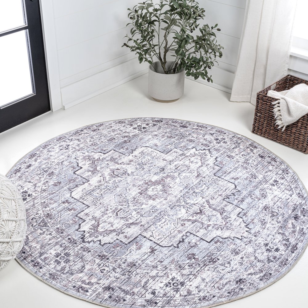 Didim Boho Medallion Machine-Washable Area Rug. Picture 1