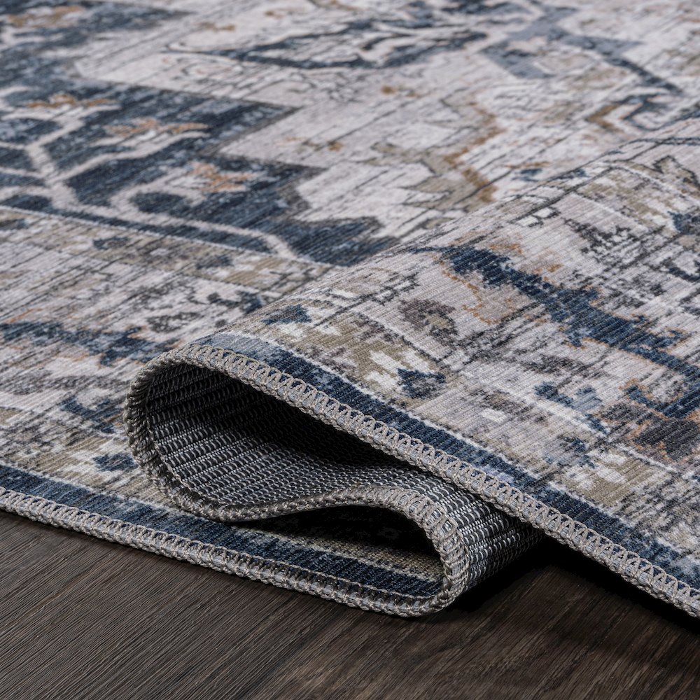 Didim Boho Gray Medallion Machine-Washable Runner Rug. Picture 4