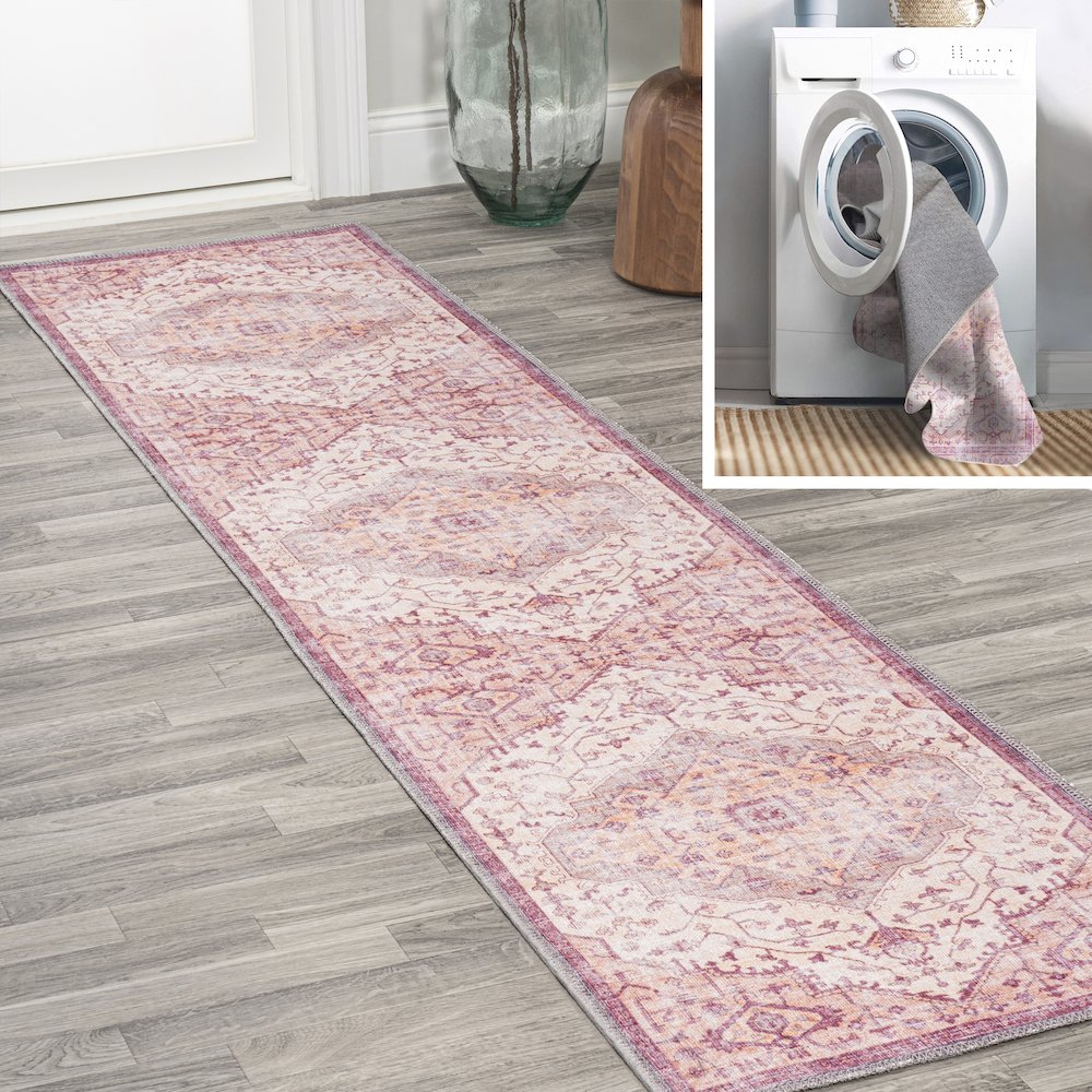 Alacati Ogee Medallion Washable Indoor/Outdoor Area Rug. Picture 7