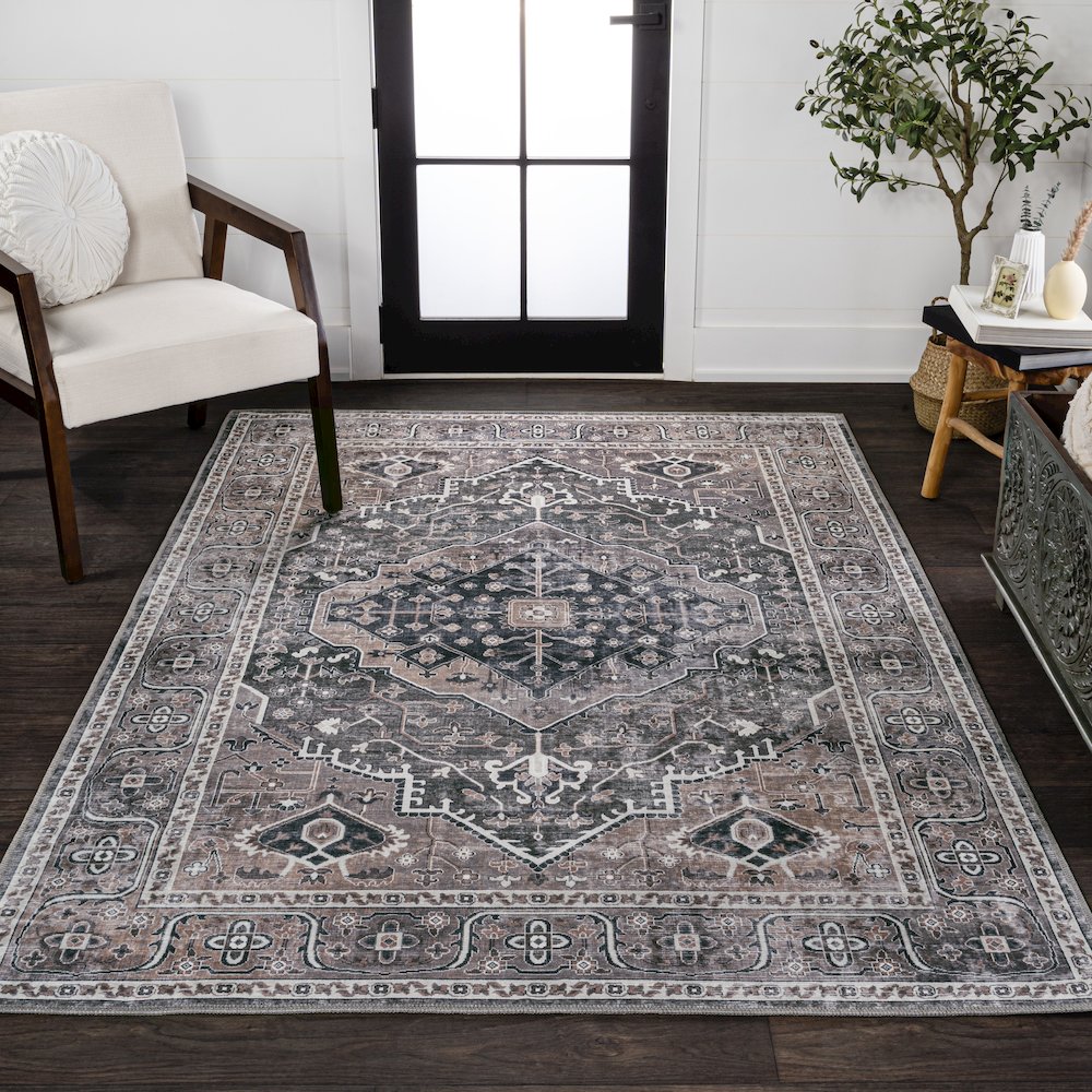 Alacati Ogee Medallion Machine-Washable Area Rug. Picture 2