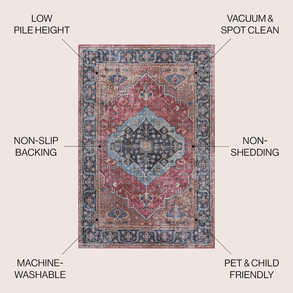 Alacati Ogee Medallion Machine-Washable Area Rug. Picture 8