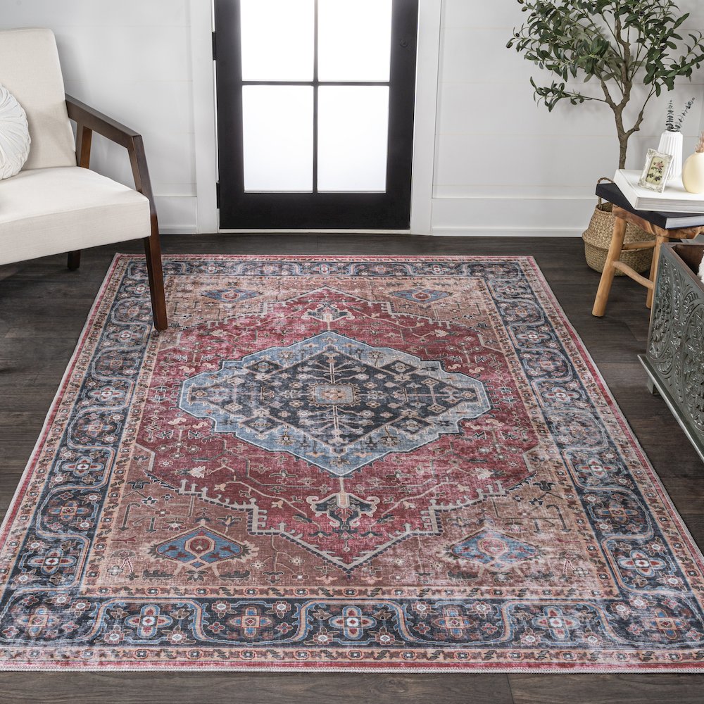 Alacati Ogee Medallion Machine-Washable Area Rug. Picture 2